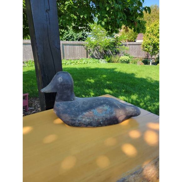 Vintage Duck Decoy, Wood Folk Art, Primitive Carved, Autumn Decor - Picture 1 of 8
